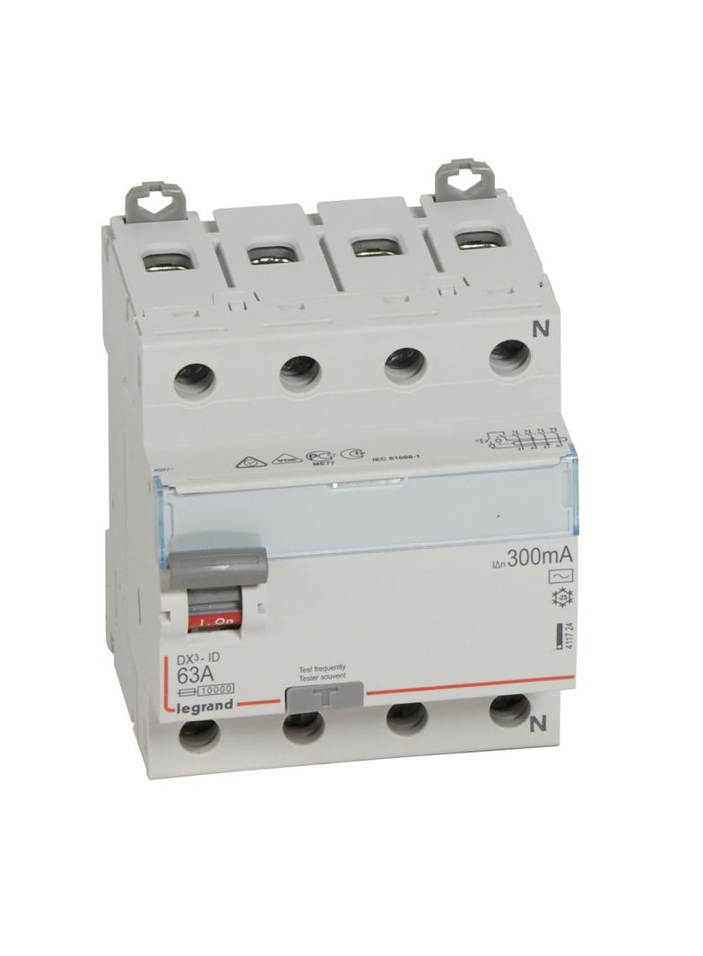 WYŁĄCZNIK RÓŻNICOWOPRĄDOWY P 304 4P 63A 300MA TYP AC SERII DX3, Legrand