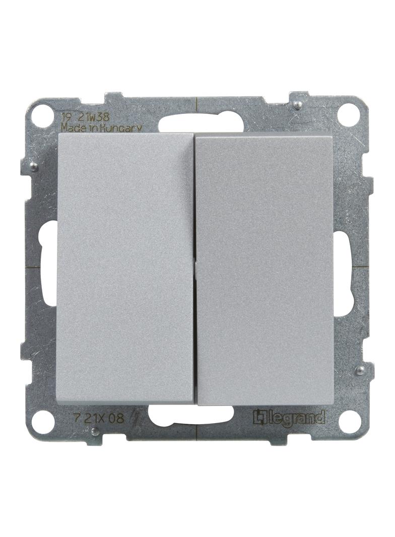 SUNO - Łącznik schodowy podwójny - 10 AX - 250 V~ - zaciski automatyczne, Aluminium, Legrand