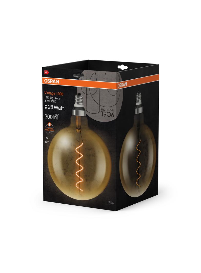 Lampa LED Vintage 1906 CL GLOBE200 Filament szkło przezroczyste GOLD 28 non-dim 5W 820 E27