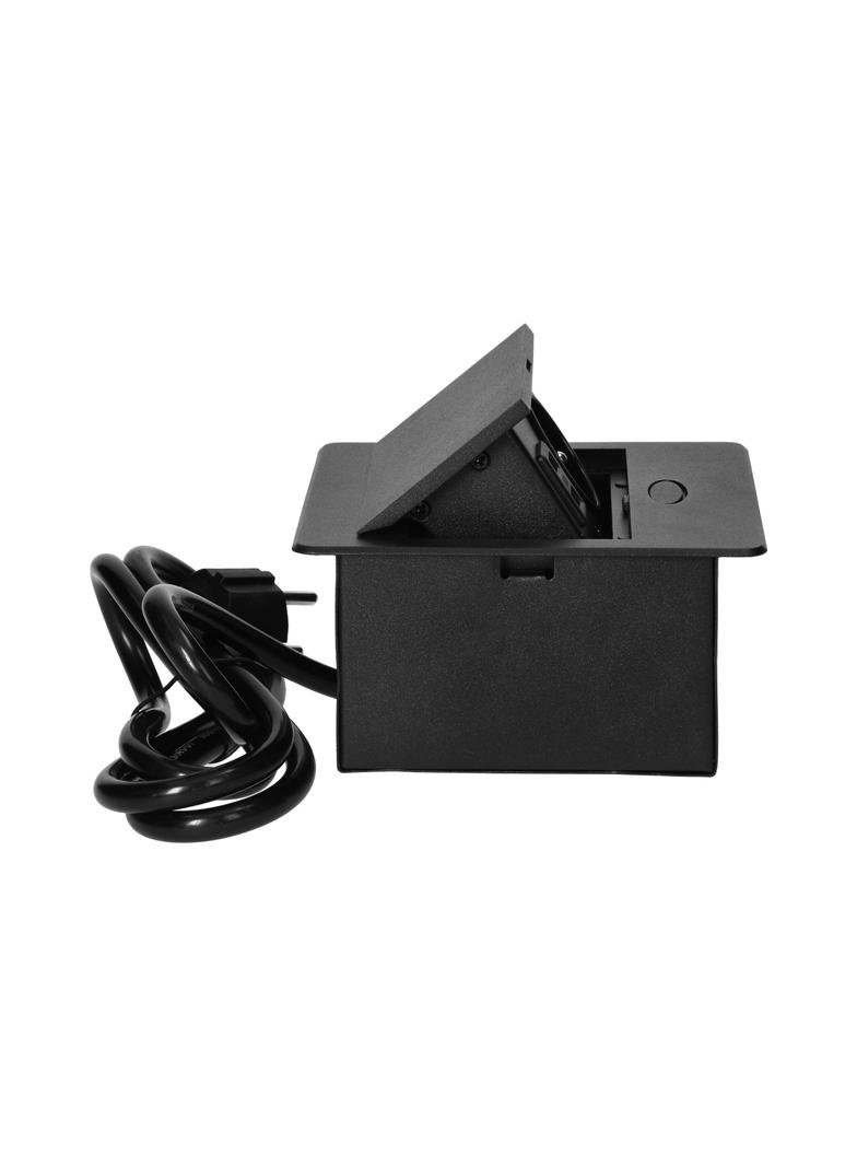 Gniazdo meblowe wpuszczane w blat z płaskim frezowanym rantem ładowarką USB i przewodem 1,5m 1x2P+ O