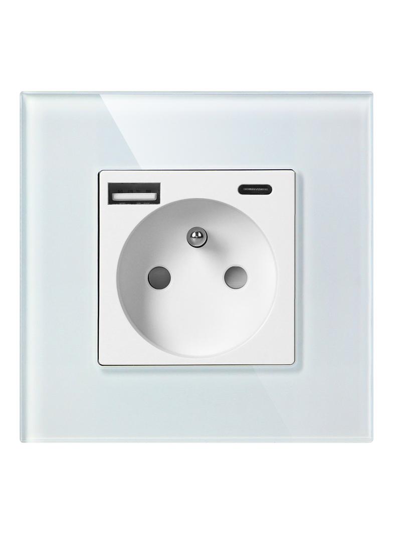 Gniazdo pojedyncze 2P+Z, USB-A + USB-C, PD, max. 20W, biały OR-AE-13308/W ORNO