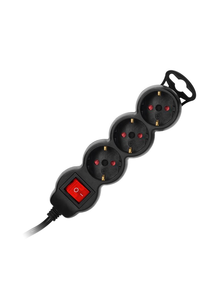 Przedłużacz 3-krotny 2P+Z (Schuko) , z wyłącznikiem, 3m H05VV-F 3x1,5mm2, Imax=16A, płaska wtyczka, ES-5(GS)/B/3 ORNO