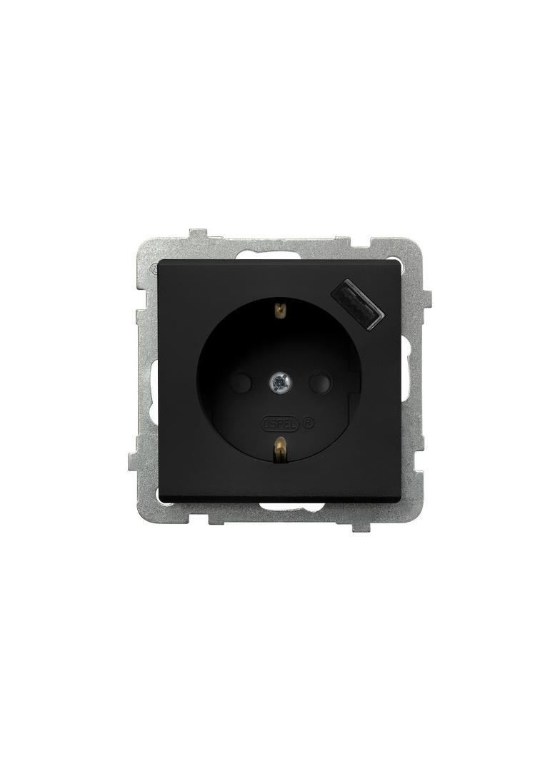 SONATA Gniazdo pojedyncze z uziemieniem schuko z przesłonami torów prądowych, z ładowarką USB - kolo