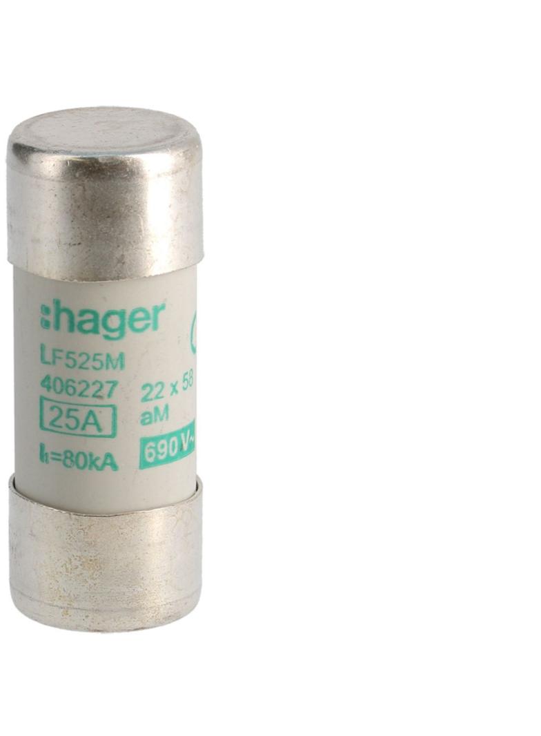 Wkładka bezpiecznikowa cylindryczna CH-22 22x58mm aM 25A 500VAC LF525M HAGER