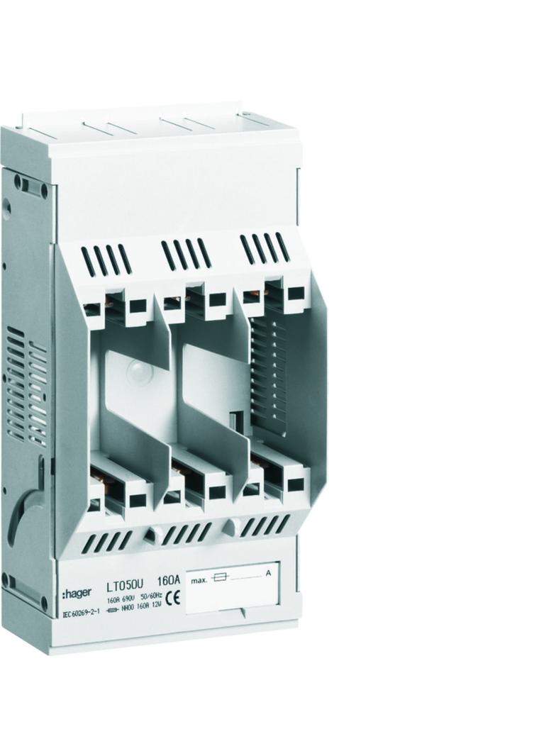 LT podstawa bezpiecz. NH00 3P 160A 690VAC płyta motaż. zaciski klatkowe 95mm2 LT050U HAGER
