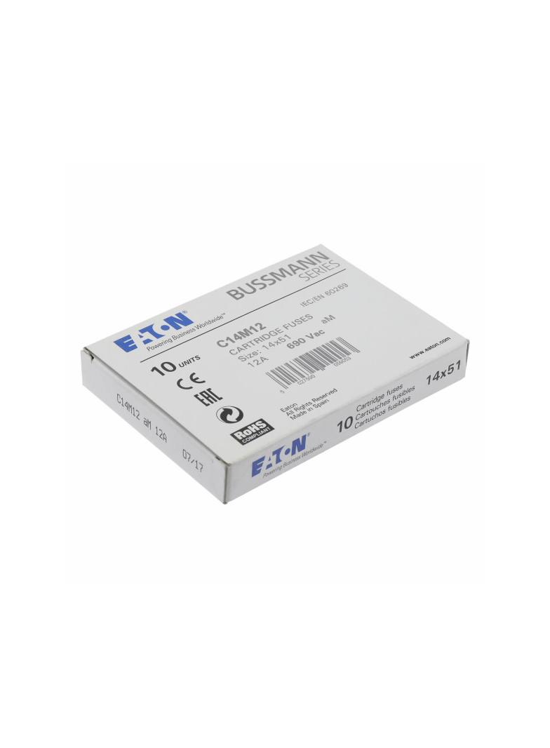 CYLINDRICAL FUSE 14 x 51 12A AM 690V AC Wkładka cylindryczna 14 x 51mm 12A AM 690V AC C14M12 EATON