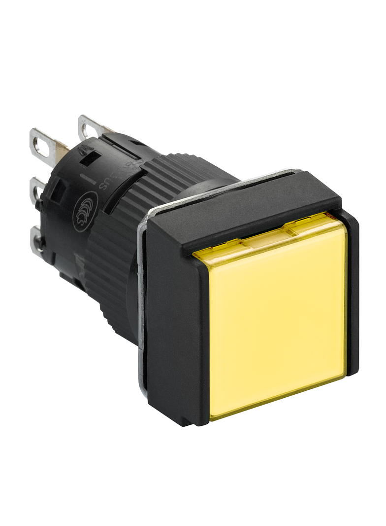 Harmony XB6 Przycisk Podświetlany Żółty Płaski 1 CO 12V DC Kwadratowy Plastikowy XB6ECW5J1P Schneider