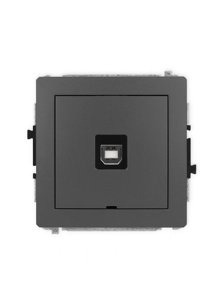 DECO Mechanizm gniazda pojedynczego USB A-B 2.0, bez pola opisowego grafitowy mat