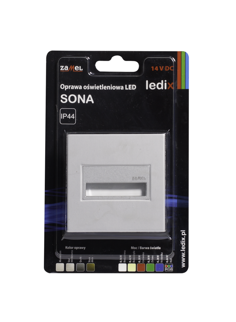 Oprawa LED SONA kwadratowa PT 14V DC ALU biała ciepła TYP: 14-211-12