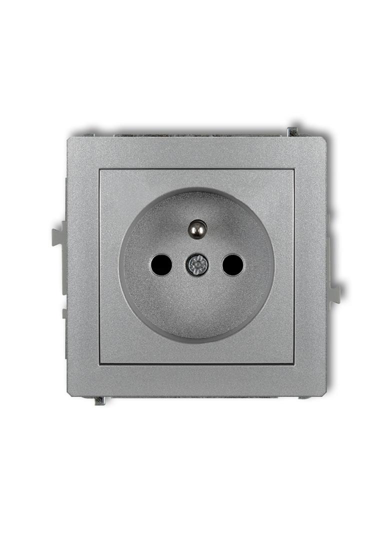 DECO Mechanizm gniazda pojedynczego z uziemieniem 2P+Z (przesłony torów prądowych) srebrny metalik