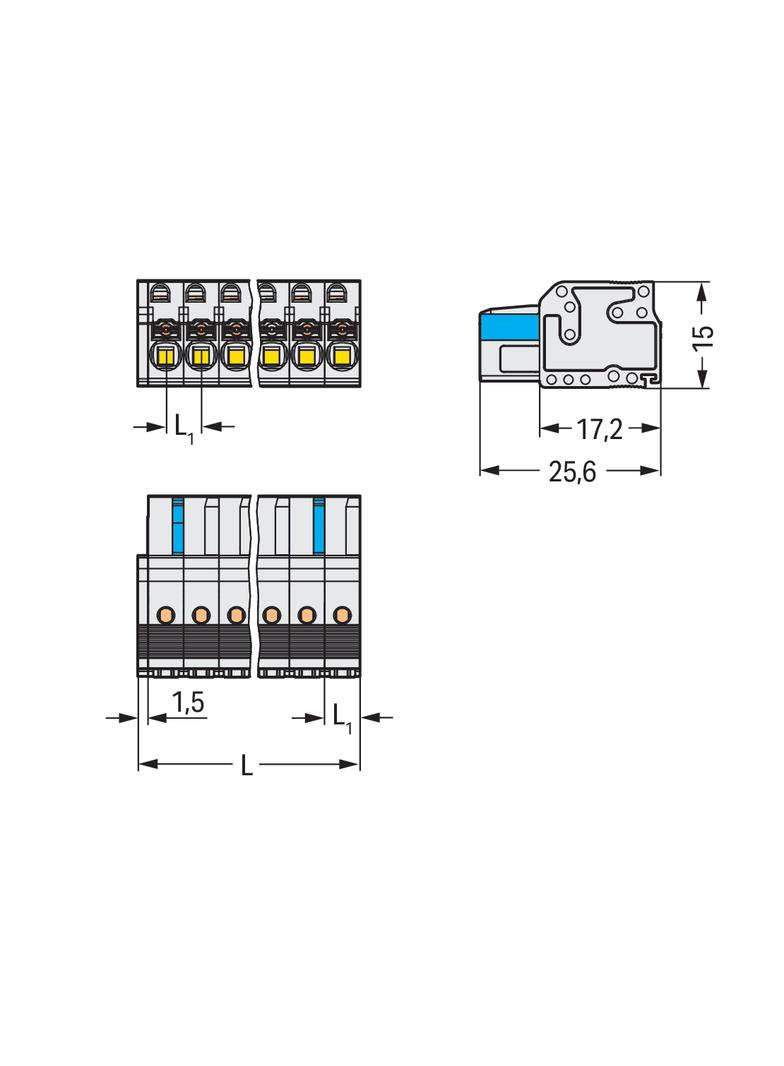 Gniazdo MCS‑MIDI 3‑biegunowy jasnoszare raster 5mm 2721‑103/026‑000/133‑000 /100szt./ WAGO