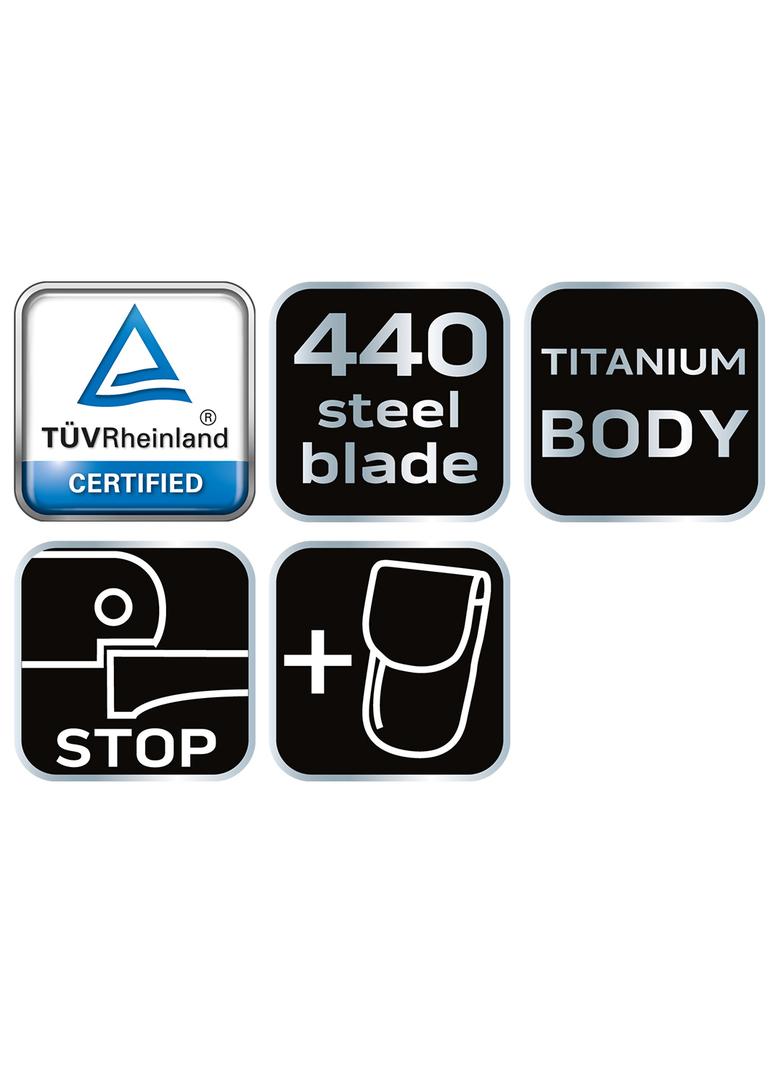 Nóż składany z blokadą, tytanowy