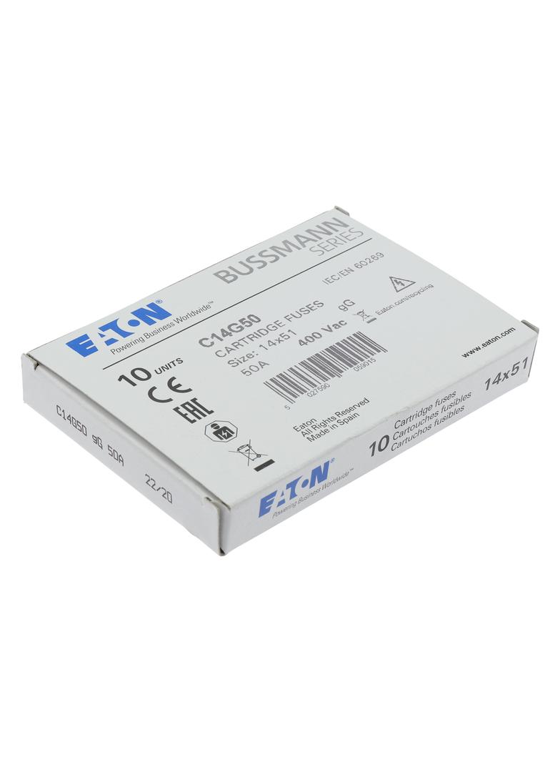 CYLINDRICAL FUSE 14 x 51 50A GG 400V AC Wkładka cylindryczna 14 x 51mm 50A GG 400V AC C14G50 EATON