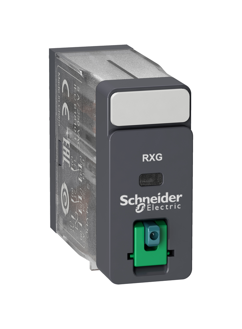 Zelio Relay Przekaźnik interfejsowy z przyciskiem test 12V DC 5A 2 styki C/O RXG21JD Schneider