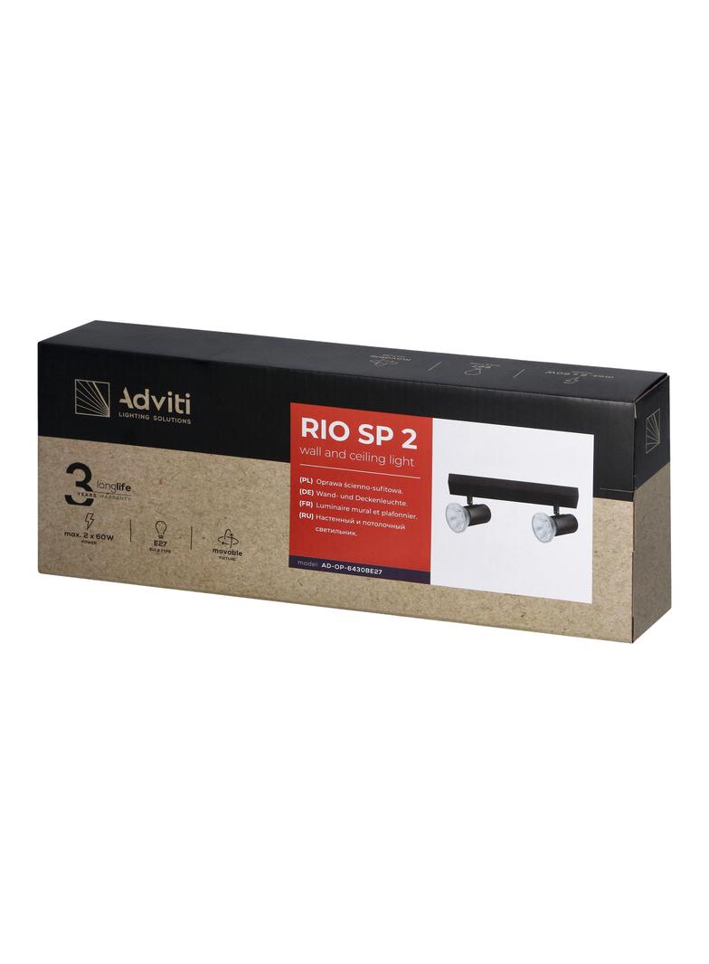 RIO SP 2, oprawa ścienno-sufitowa, E27 max. 2x60W, IP20, czarna AD-OP-6430BE27 ORNO