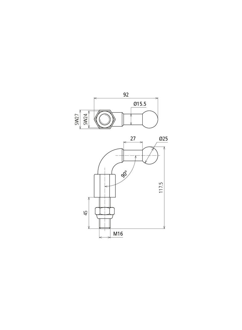 Punkt mocowania kulowy fi 25 mm kątowy 90 st.