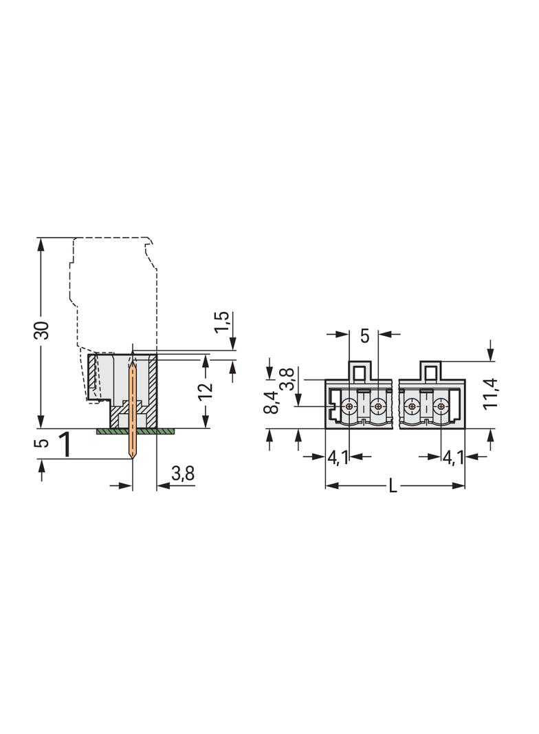 MCS-MIDI Classic wtyk 20-bieg. j-szary raster 5 mm /50szt./ WAGO