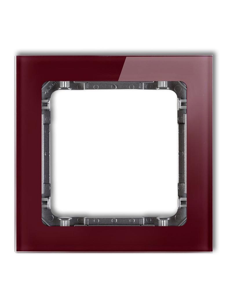 DECO Ramka uniwersalna pojedyncza - efekt szkła (ramka: bordowa; spód: grafitowy)