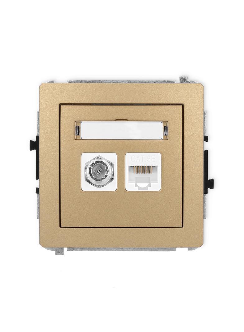 DECO Mechanizm gniazda antenowego poj. typu F (SAT) + gniazda komp. poj. 1xRJ45, kat. 5e, 8-stykowy