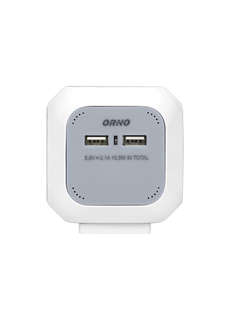 Przedłużacz 4 krotny (Schuko) ładowarka 2xUSB 1,4m H05VV-F 3x1,5mm2 szaro-biały OR-AE-13144(GS) ORNO