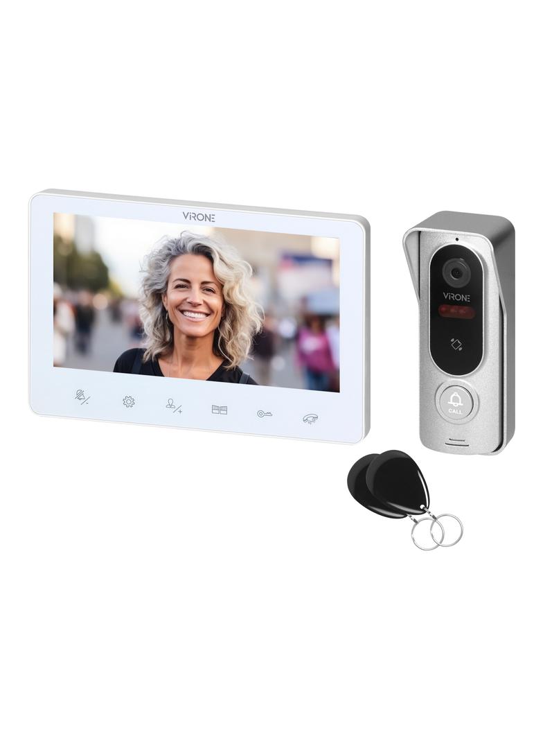 ANGU, zestaw wideodomofonowy 4-żyłowy, bezsłuchawkowy, monitor 7" LCD, z kamerą 800TVL, z czytnikiem