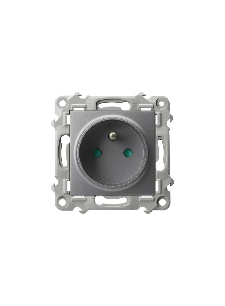 SZAFIR Gniazdo pojedyncze z uziemieniem z przesłonami torów prądowych - kolor szary mat