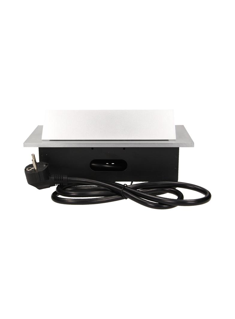 Gniazdo meblowe wpuszczane w blat z grubym rantem 3x2P+Z przewód 1,5m 3x1,5mm2 srebrne OR-AE-1338/G