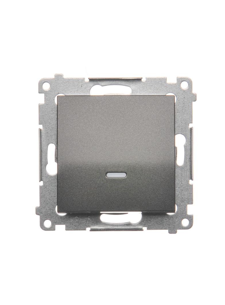 Simon 54 Przycisk pojedynczy zwierny z podświetleniem LED bez piktogramu 10A 250V szybkozłączka antracyt DP1L.01/48 KONTAKT
