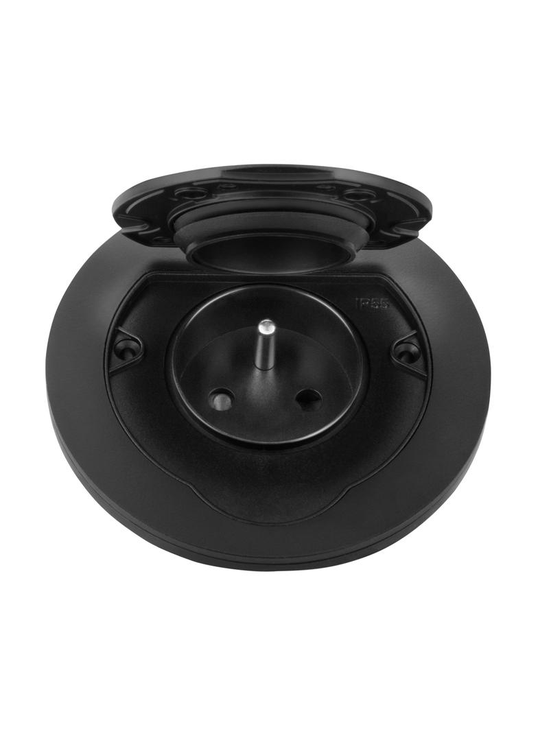 Hermetyczne gniazdo elektryczne okrągłe, IP55, 1x2P+Z(French), czarne