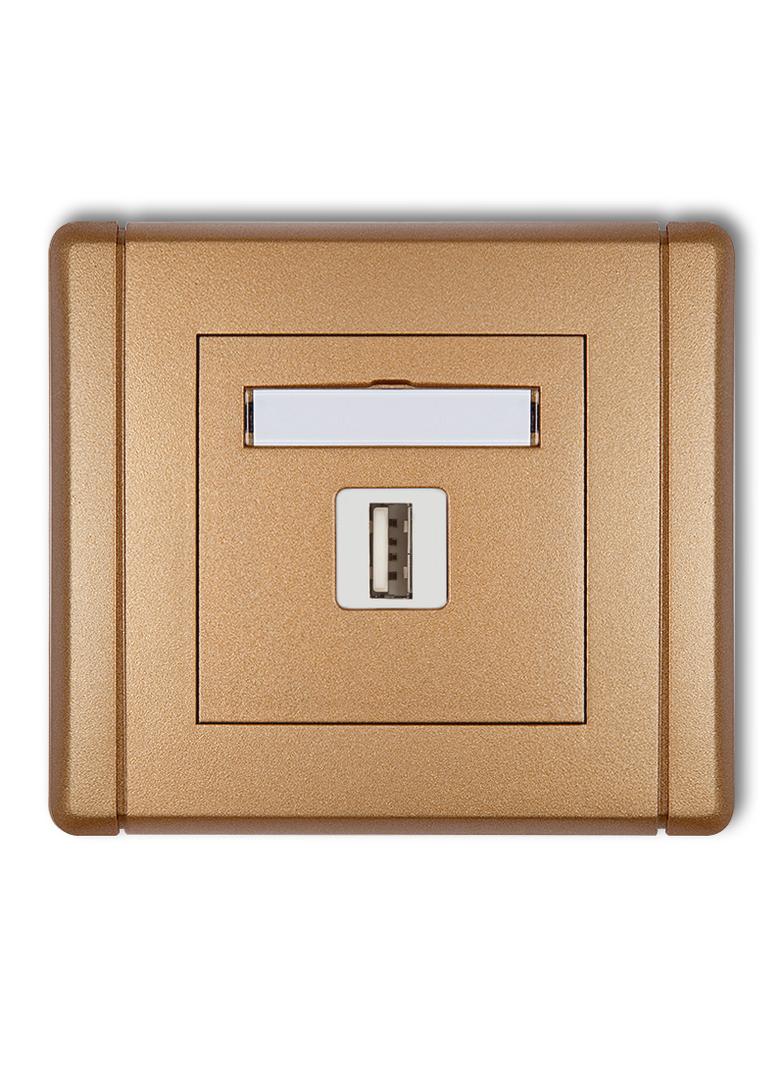 FLEXI Ładowarka USB pojedyncza USB A, 10W max., 5V, 2A złoty metalik