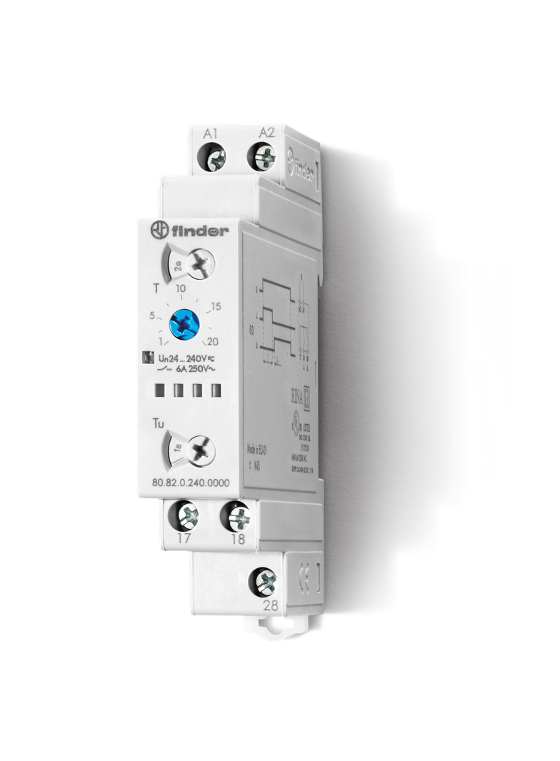 Przekaźnik czasowy modułowy serii 80: 2Z 6A 24…240V AC/DC 80.82.0.240.0000 /5szt./ FINDER