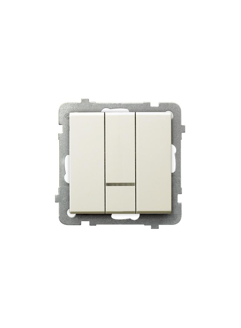 SONATA Łącznik potrójny z podświetleniem pomarańczowym - kolor ecru