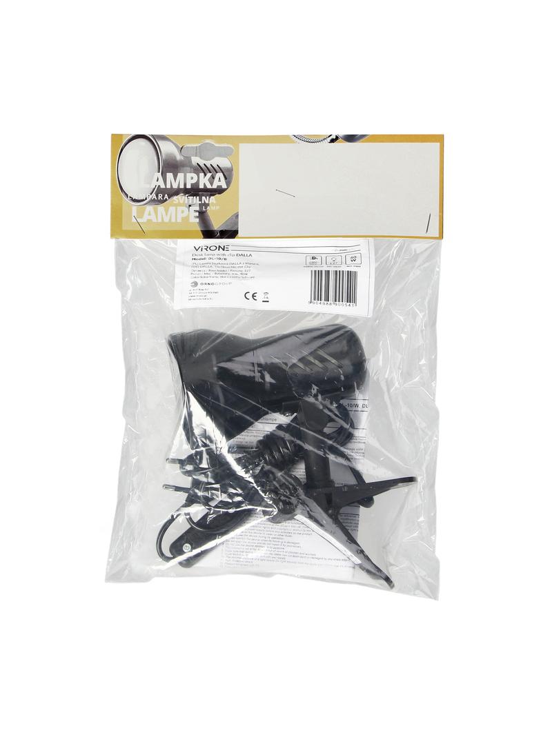Dalla lampa biurkowa z klipsem 40W E27 stal + tworzywo czarna DL-10/B ORNO