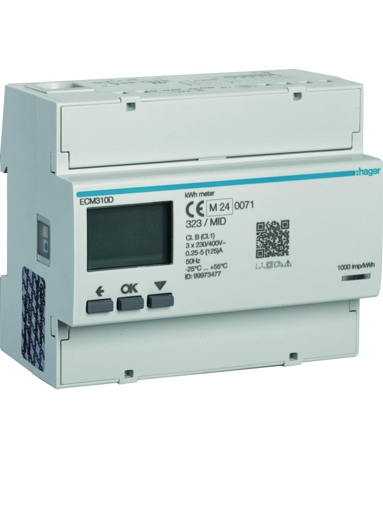 agardio.measure Licznik energii elektrycznej 3-fazowy, 125A 6M, M-bus, MID ECM310D HAGER