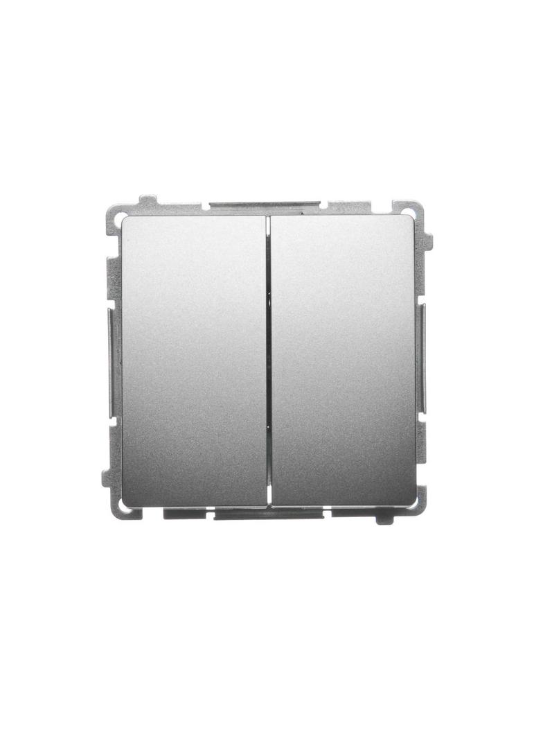 Simon Basic Przycisk podwójny zwierny dwuobwodowy: 2 wejścia 2 wyjścia 16A szybkozłączka satynowy