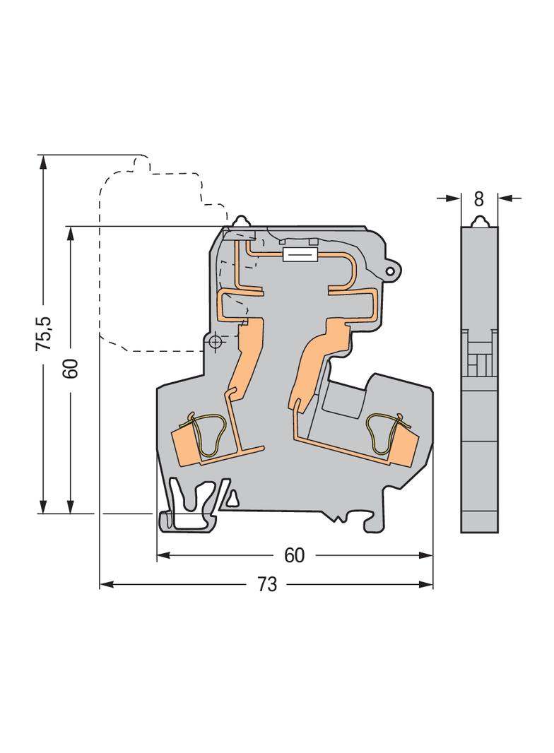 złączka bezpiecznikowa 4 mm2 szara
