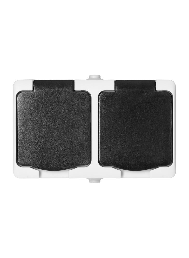 Gniazdo podwójne 2X2P+Z AQUATIC MINI IP54, 16A, 230V AC, biało-czarne OR-OE-7306/WB ORNO