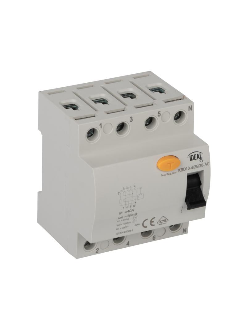 Wyłącznik różnicowoprądowy KRD10-4/40/30-AC 3P+N 40A 30mA Typ AC 38741 KANLUX