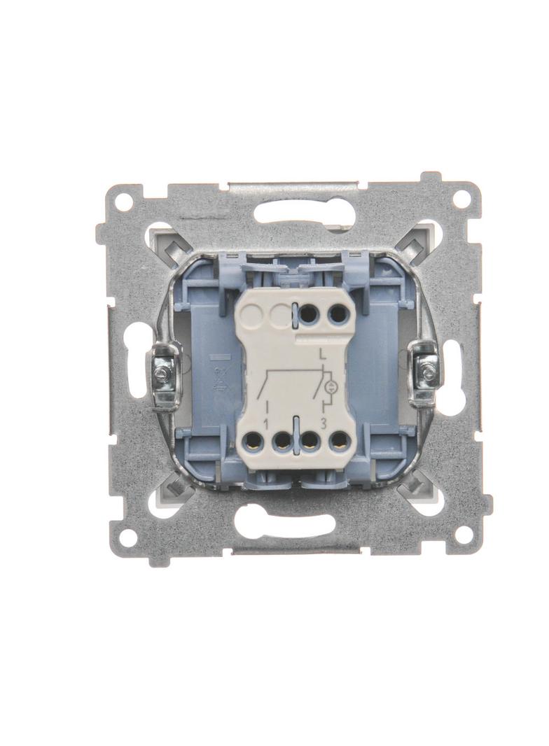 Simon 54 Łącznik świecznikowy z podświetleniem LED i do wersji IP44 10A 250V szybkozłączka srebrny mat *Posiada wkładkę DU1W DW5BL.01/43 KONTAKT