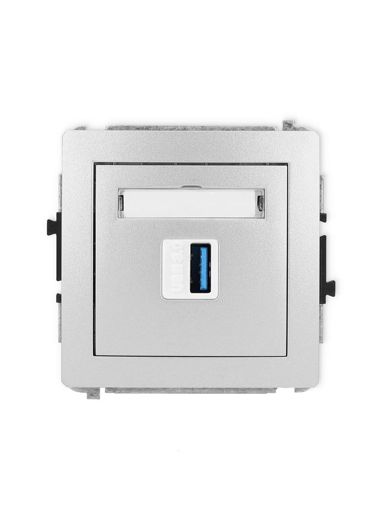 DECO Mechanizm gniazda pojedynczego USB A-A 3.0 srebrny metalik