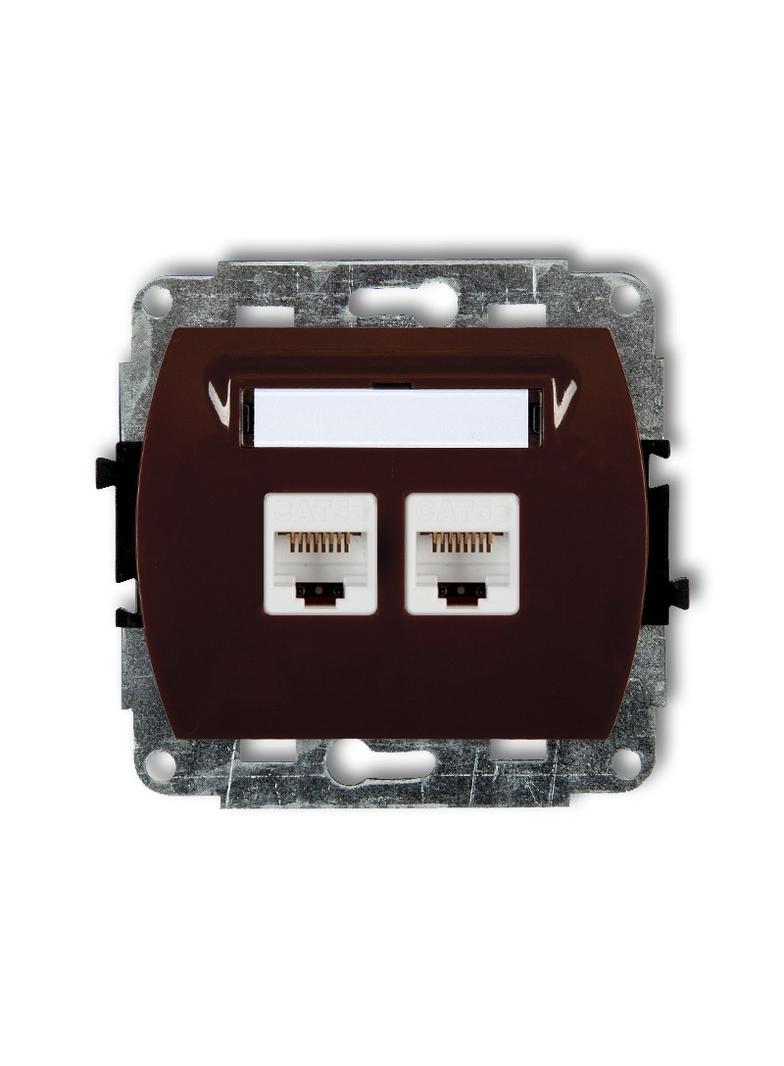 TREND Mechanizm gniazda komputerowego podwójnego 2xRJ45, kat. 6, ekranowany, 8-stykowy brązowy