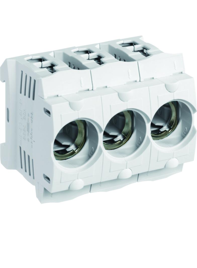 Gniazdo bezp. z tworzywa D02/3 E18 3P SIS 63A 400VAC TS35 zac.kl. 35mm2 LD046 HAGER