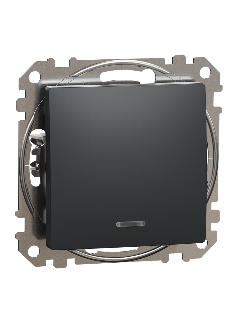 Sedna Design & Elements, łącznik 1-biegunowy z podświetleniem, czarny antracyt