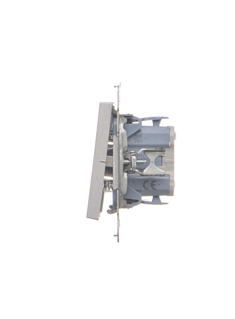 Simon 55 Przycisk zwierny pojedynczy zwierny z podświetleniem LED szybkozłączka Aluminium mat TP1L.01/143 KONTAKT