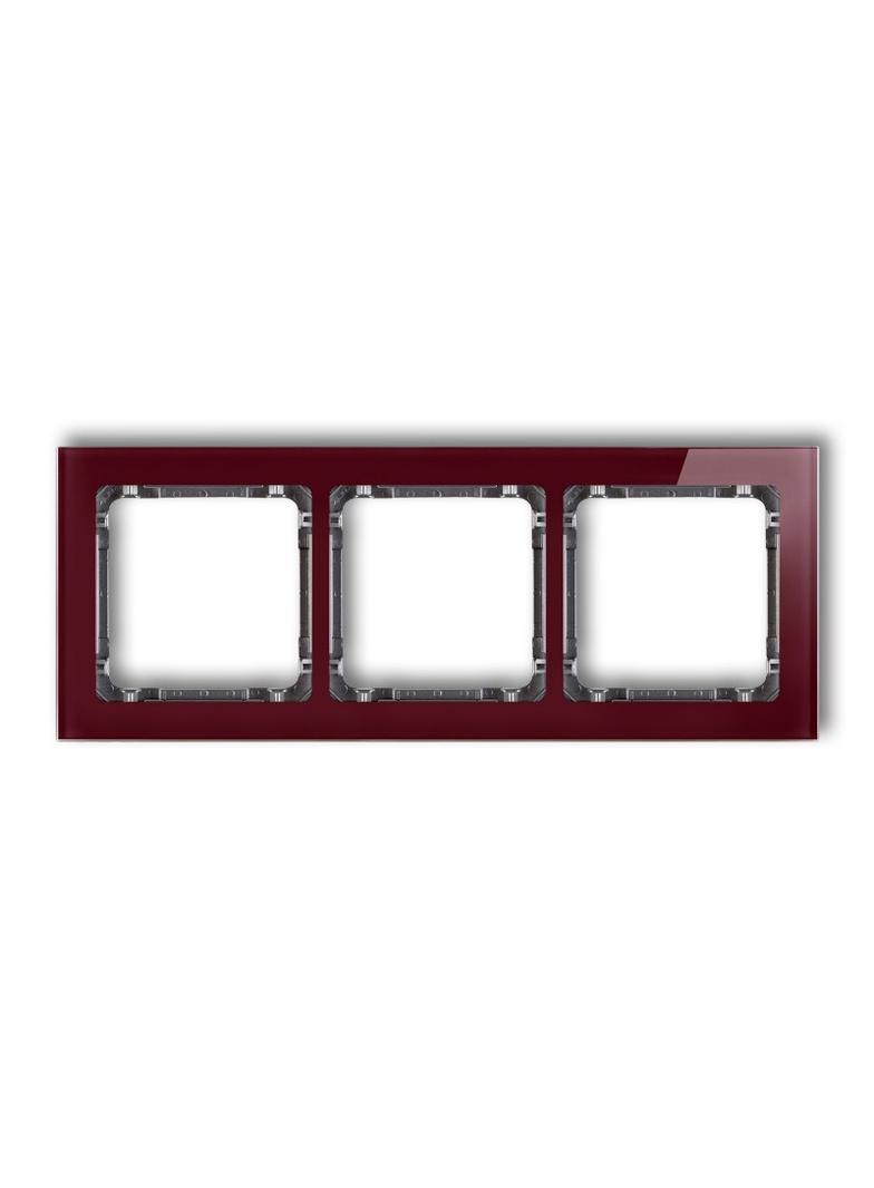 DECO Ramka uniwersalna potrójna - efekt szkła (ramka: bordowa; spód: grafitowy)