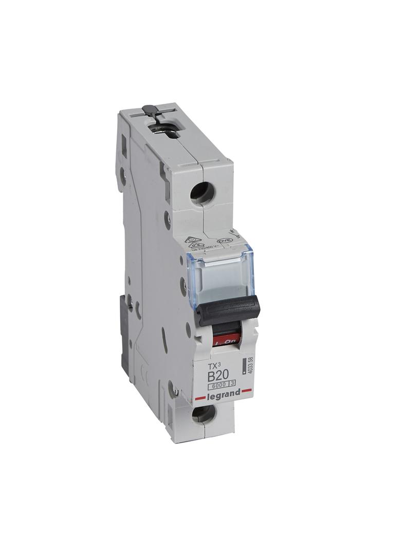 WYŁĄCZNIK NADPRĄDOWY S 301 1P B 20A 6000A SERII TX3, Legrand