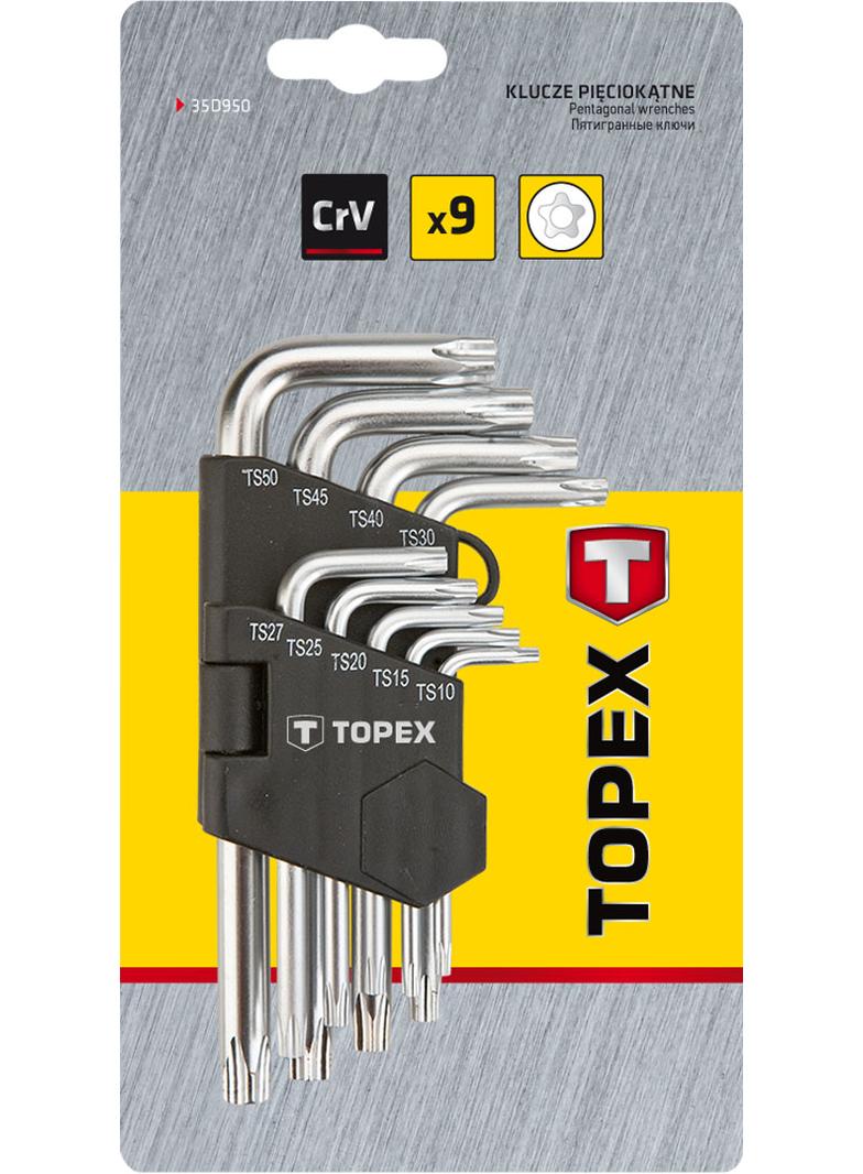 Klucze pięciokątne TS10-50, zestaw 9 szt.