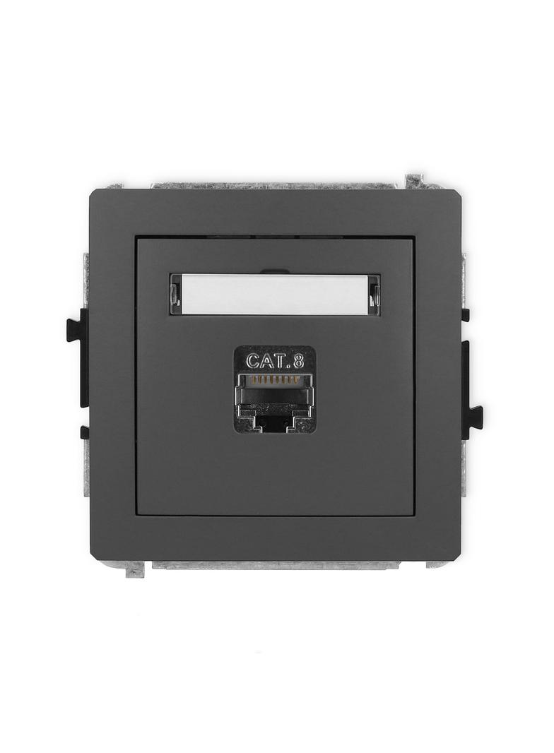 DECO Mechanizm gniazda komputerowego pojedynczego 1xRJ45, kat. 8, ekranowany, 8-stykowy grafitowy ma