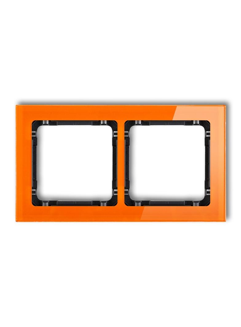 DECO Ramka uniwersalna podwójna - efekt szkła (ramka: pomarańczowa; spód: czarny)