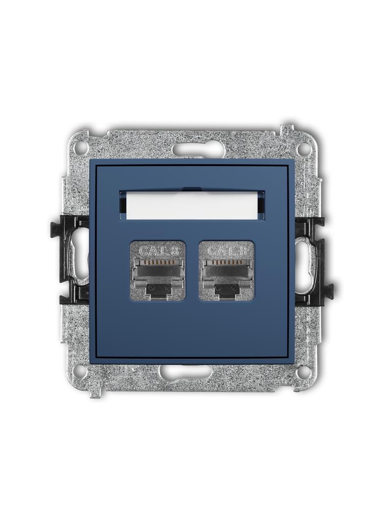 ICON Mechanizm gniazda komputerowego podwójnego 2xRJ45, kat. 8, ekranowany, 8-stykowy navy blue